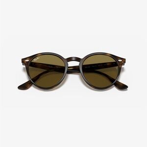 Ray-Ban Round Sunglasses Polarized- Brown Tortoise Frames with Brown Lenses